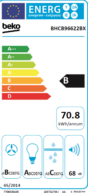 Beko BHCB96622BX: 90 cm Muur gemonteerd Afzuigkap